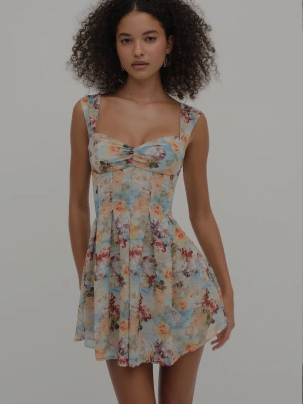 NWOT For Love And Lemons Pastel Floral Sweetheart Mini Dress